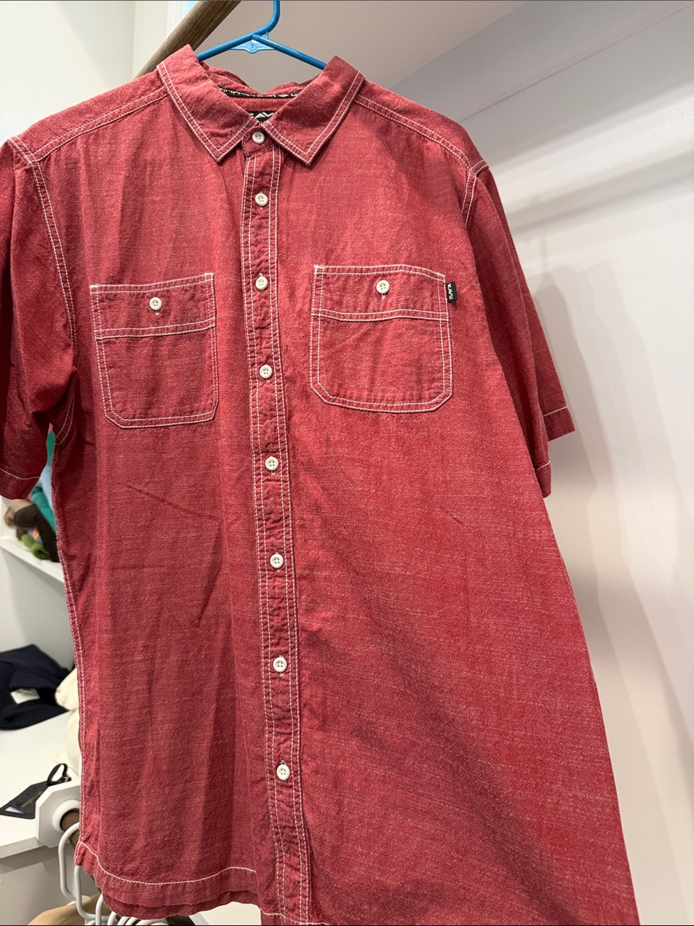 Kavu Red Short-Sleeve Button-Down Pocket Shirt